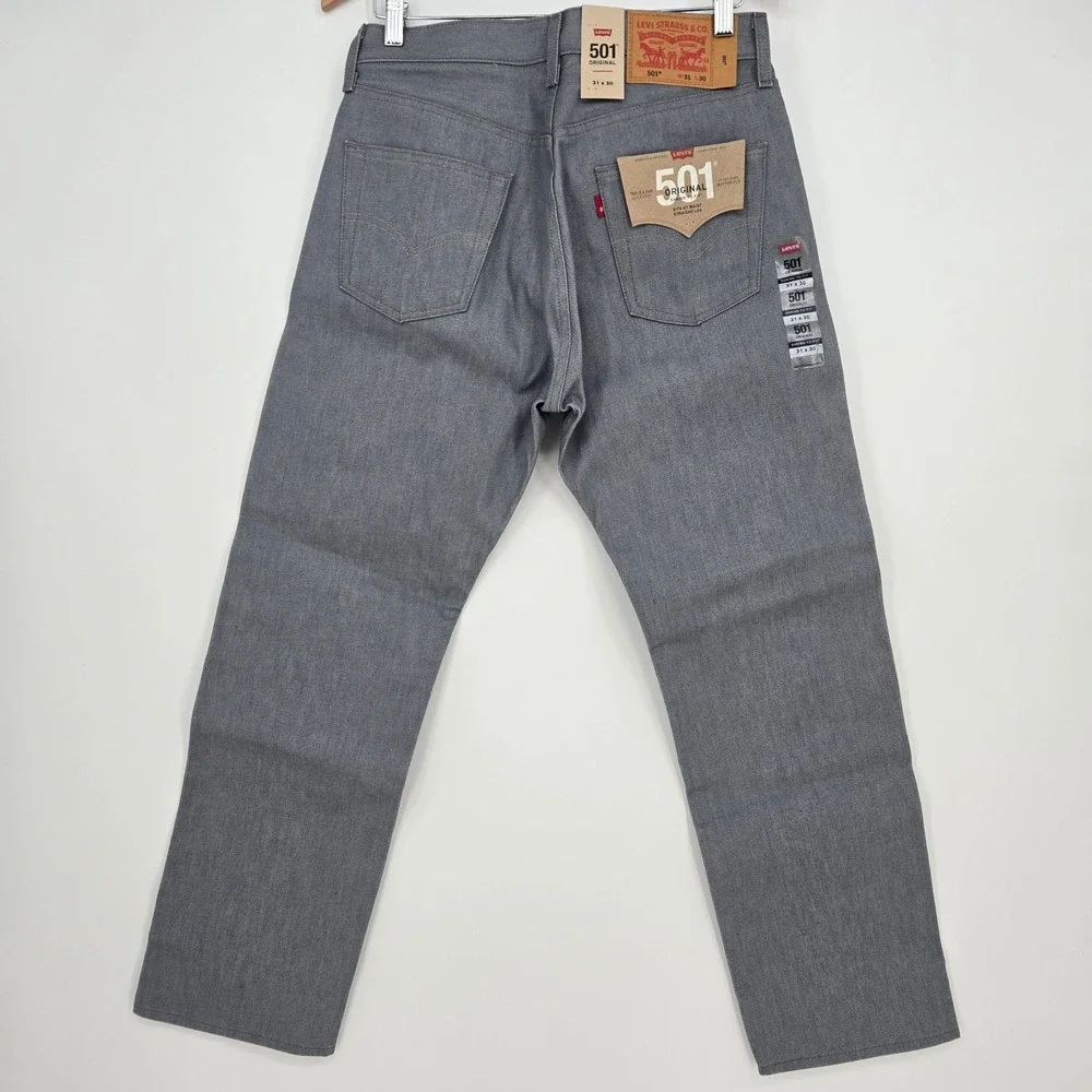 NWT Levi's 501 Original Gray Mens 31x30 Button Fly Denim Jeans Blank Red Tab